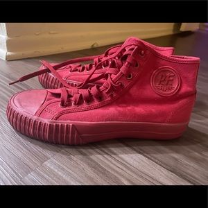 All Red pf flyers converse sneaker high top retro